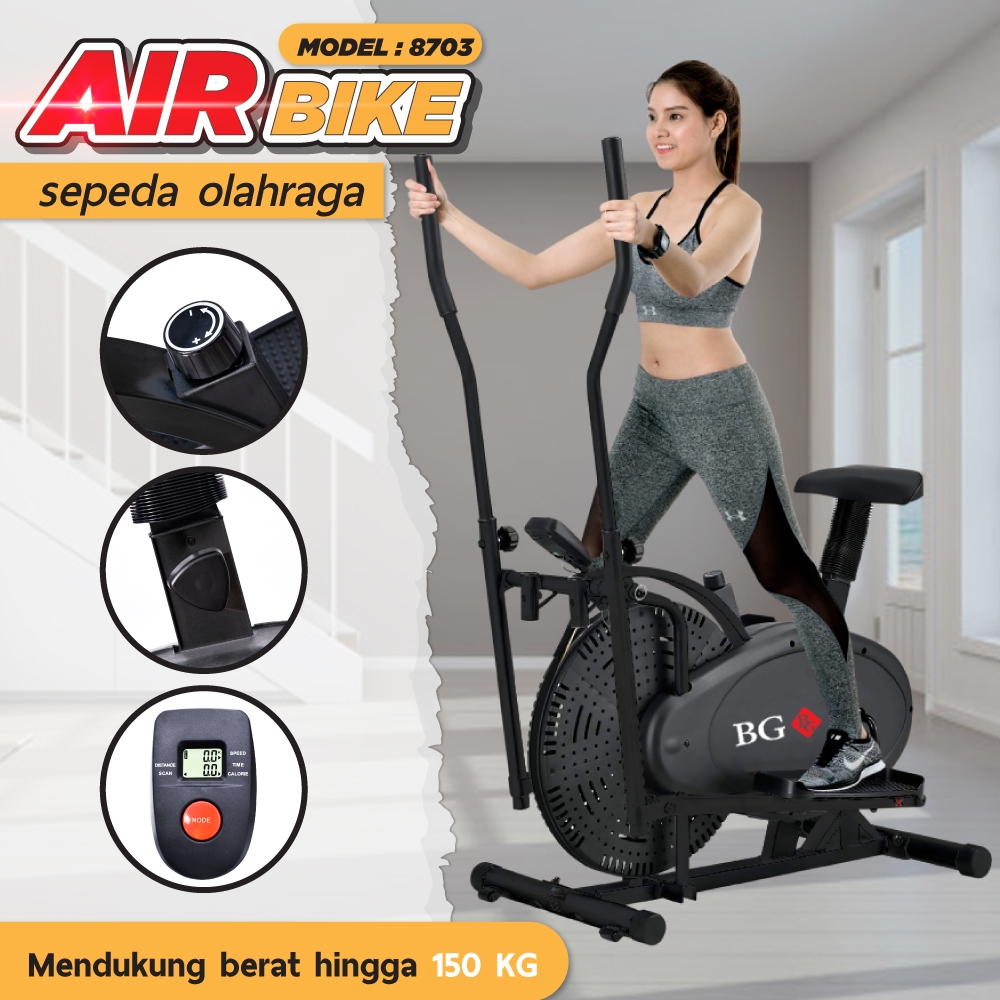 HTD Sport Sepeda Statis Alat Olahraga Air Bike Cardio Bike Type 8701/8702/8703
