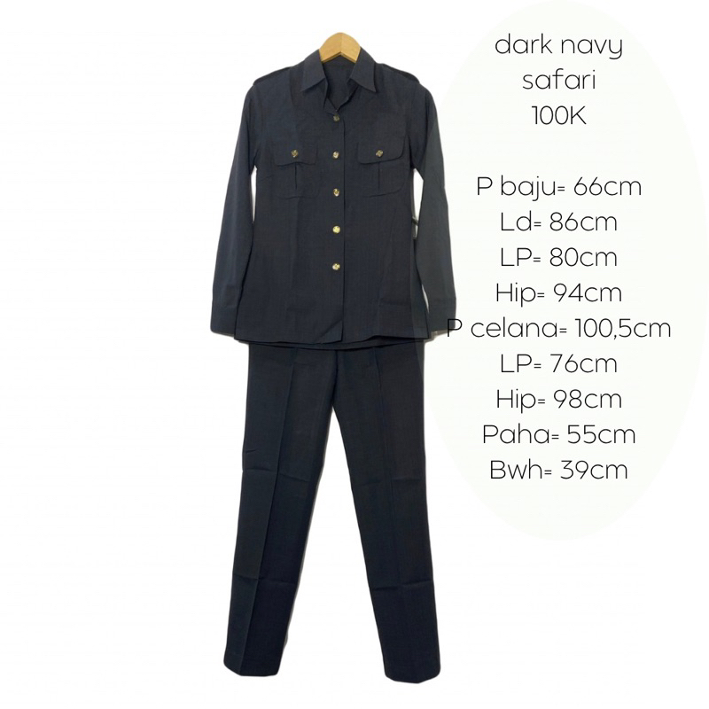 set safari navy wanita celana panjang kain baju kerja guru