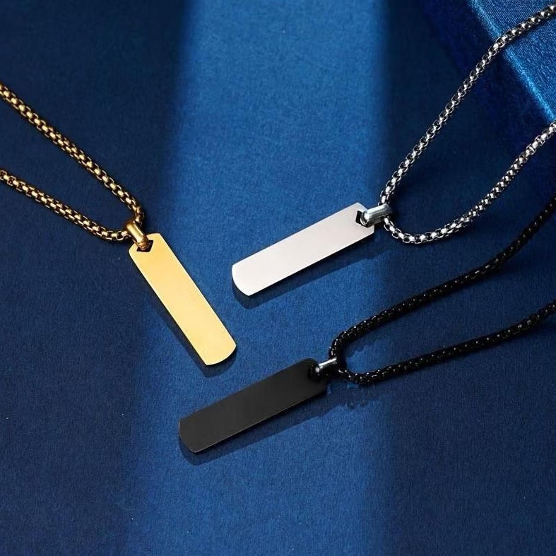 KALUNG PRIA WANITA LIONTIN KOTAK TIPIS ATAU GEPENG TERBARU
