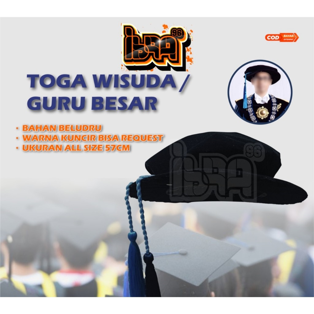 TOPI TOGA WISUDA GURU BESAR BAHAN BELUDRU TEBAL