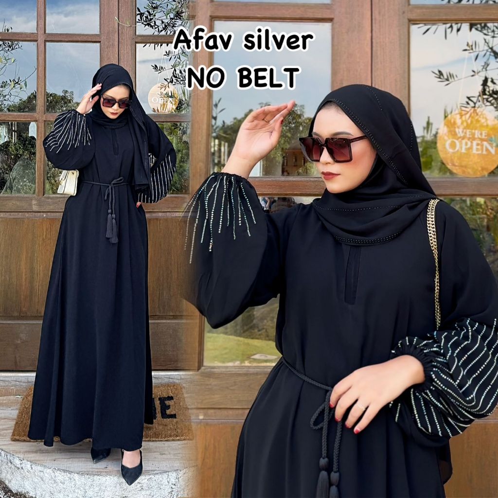 Jauhara - Abaya / Gamis Syarii Muslimah // Abaya Afav Black & Silver