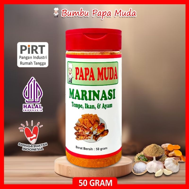 

Bumbu Papa Muda - Marinasi Bubuk 50 gram - Kemasan Botol Tabur