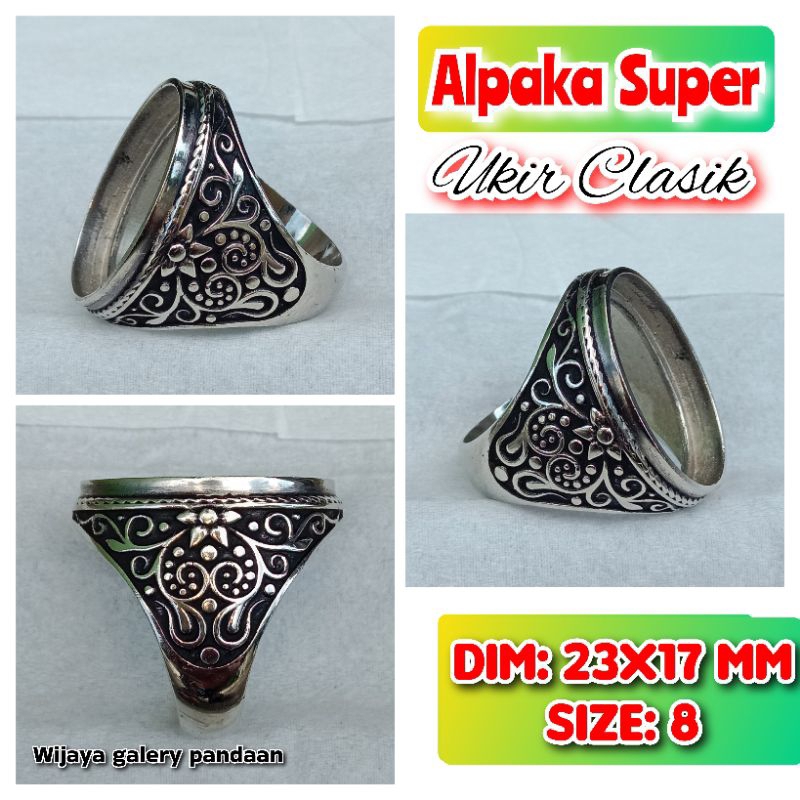 Emban batu akik dan permata alpaka super ukir Bali chakra.20