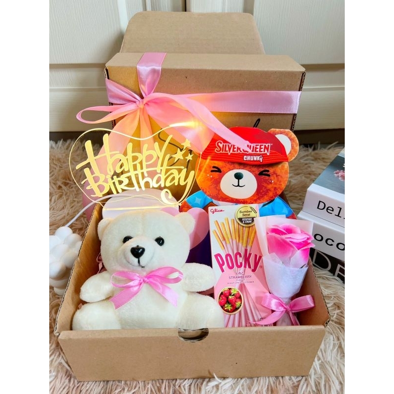 

Paket A, Paket B, Paket C, paket boneka dan coklat dan Pocky, valentine gift