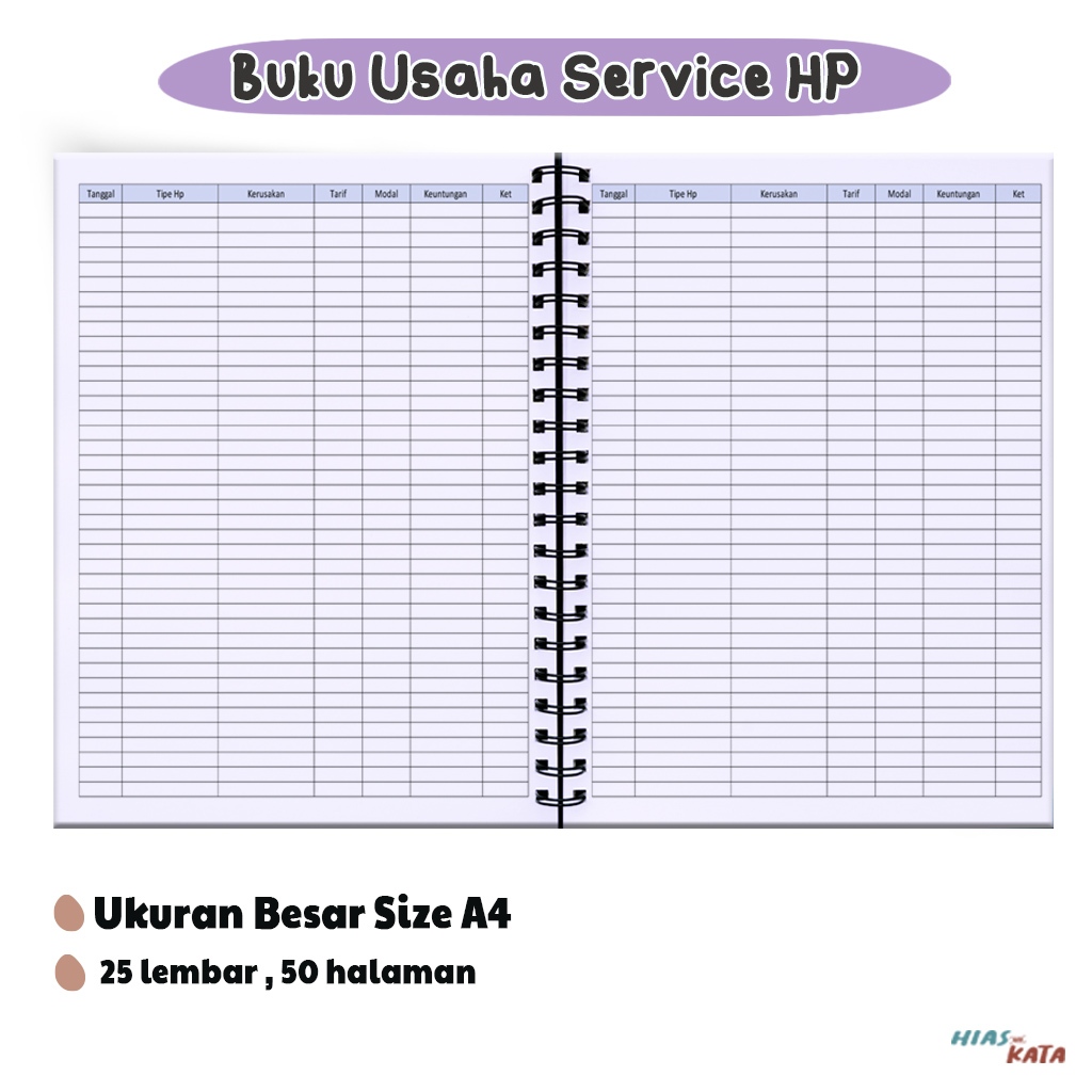 

Buku Catatan Usaha Service HP Administrasi Bisnis Servis Ponsel Size A4