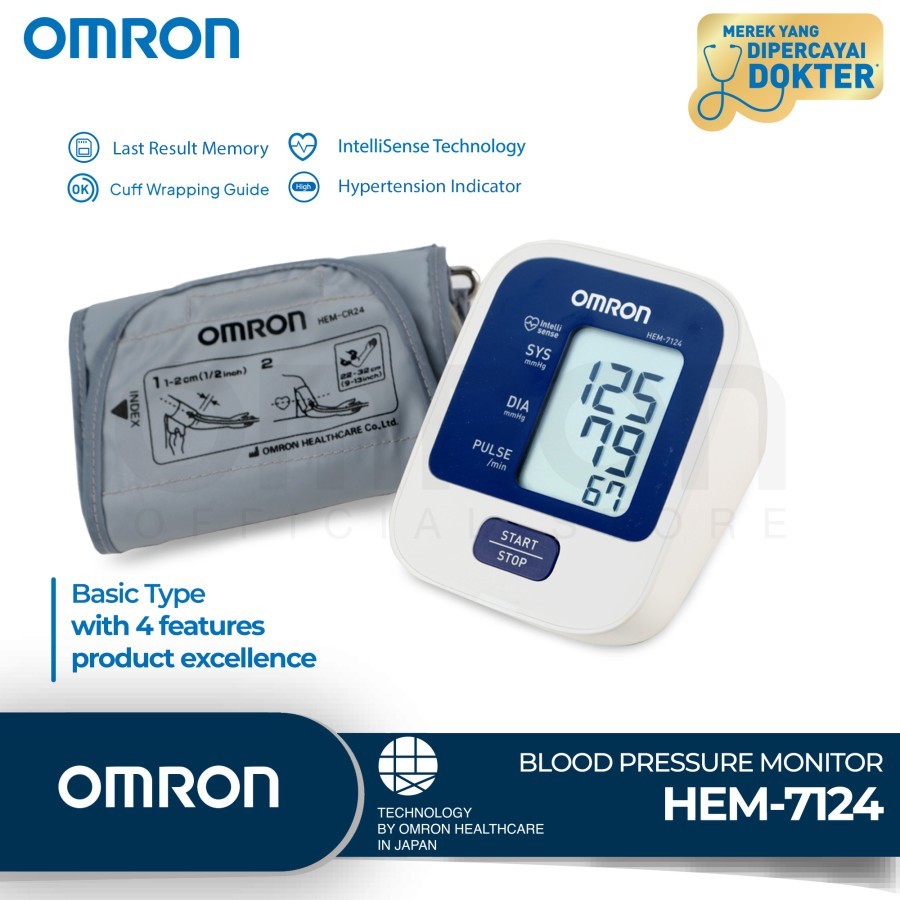 OMRON Blood Pressure Monitor HEM-7124 Tensimeter Digital