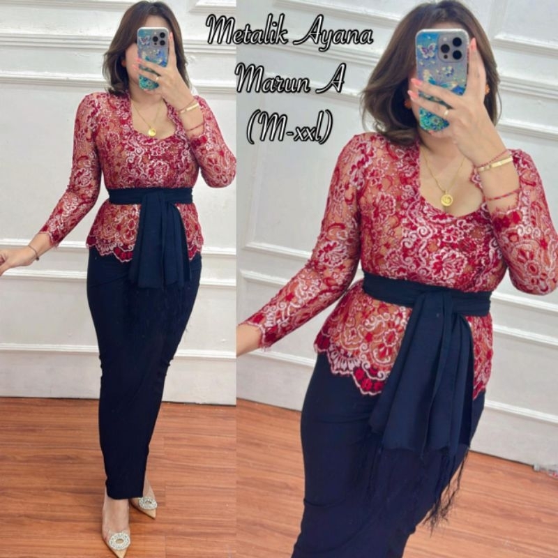 (Kebaya saja) - kebaya bali jadi SEMIFRANCE METALIK PRADA PREMIUM atasan baju // KEBAYA WISUDA