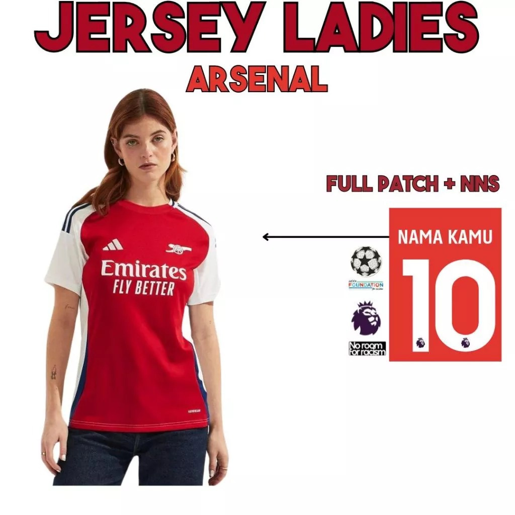 LADIES Jersey Arsenal 2024 2025 Home Baju Sepak Bola Wanita Cewek Club