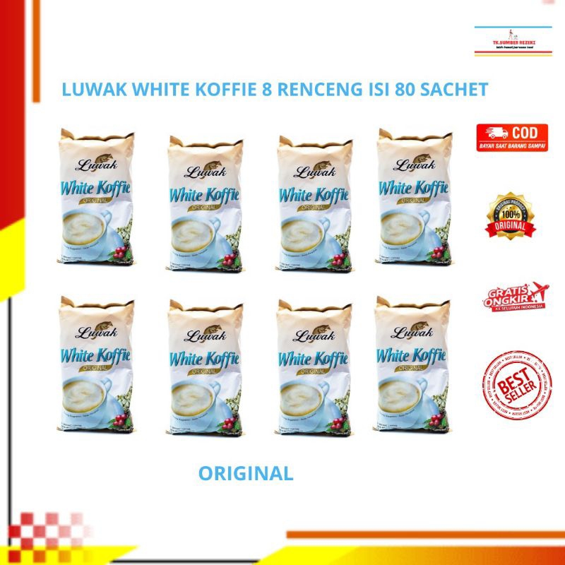 

[PAKET HEMAT ISI 8] Luwak White Koffie Original 8 Renceng Isi 80 Sachet PROMO MURAH/ Kopi Luwak White Koffie Original 8 Renceng Isi 80 Sachet PROMO MURAH