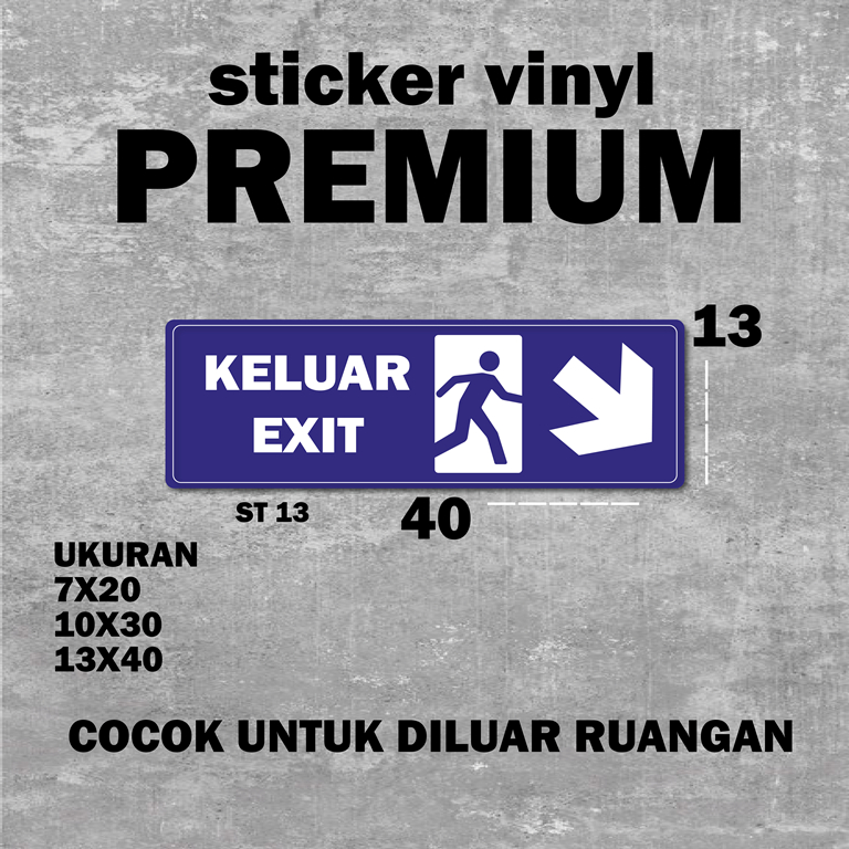 

PDFtek - Stiker Vynil PREMIUM Jalur Exit Dan Keluar Arah Serong Kanan Bawah Sticker Petunjuk Arah Jalur Keluar Exit Warna Biru