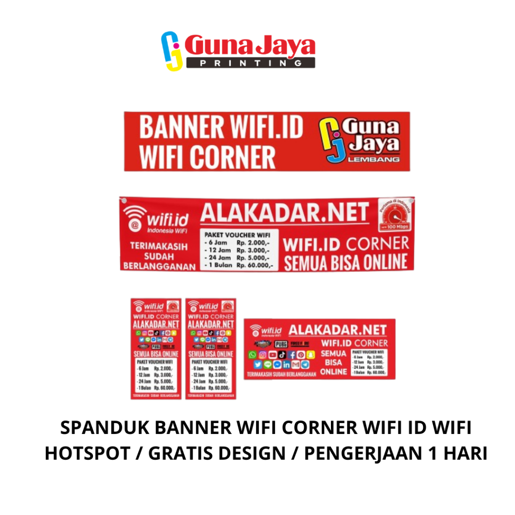 SPANDUK BANNER WIFI CORNER WIFI ID WIFI HOTSPOT / GRATIS DESIGN / PENGERJAAN 1 HARI