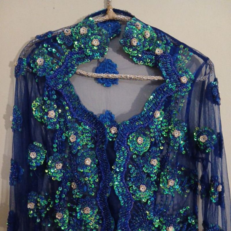 Kebaya Biru kerah lonceng ld 86 cm