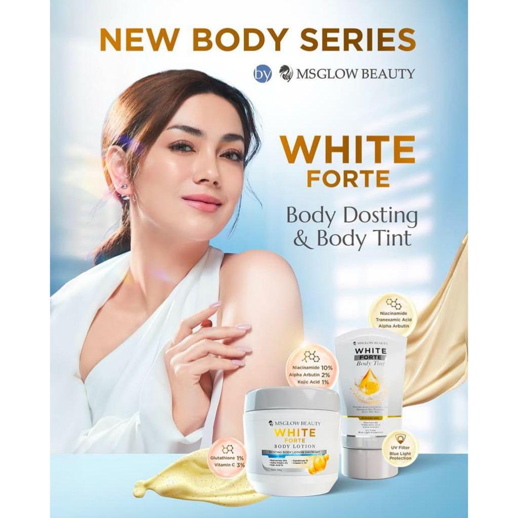 MS GLOW - NEW - White Forte Body Lotion (dosting) - White Forte Body Tint
