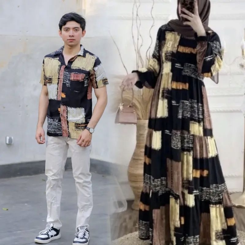 KEMEJA COUPLE GAMIS Rayon Premium - Kemeja Couple Unisex Motif Rayon Viscose