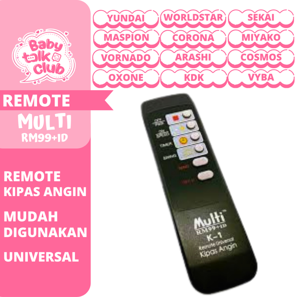 Remote Kipas Angin Berbagai Merk Multi RM99+ID
