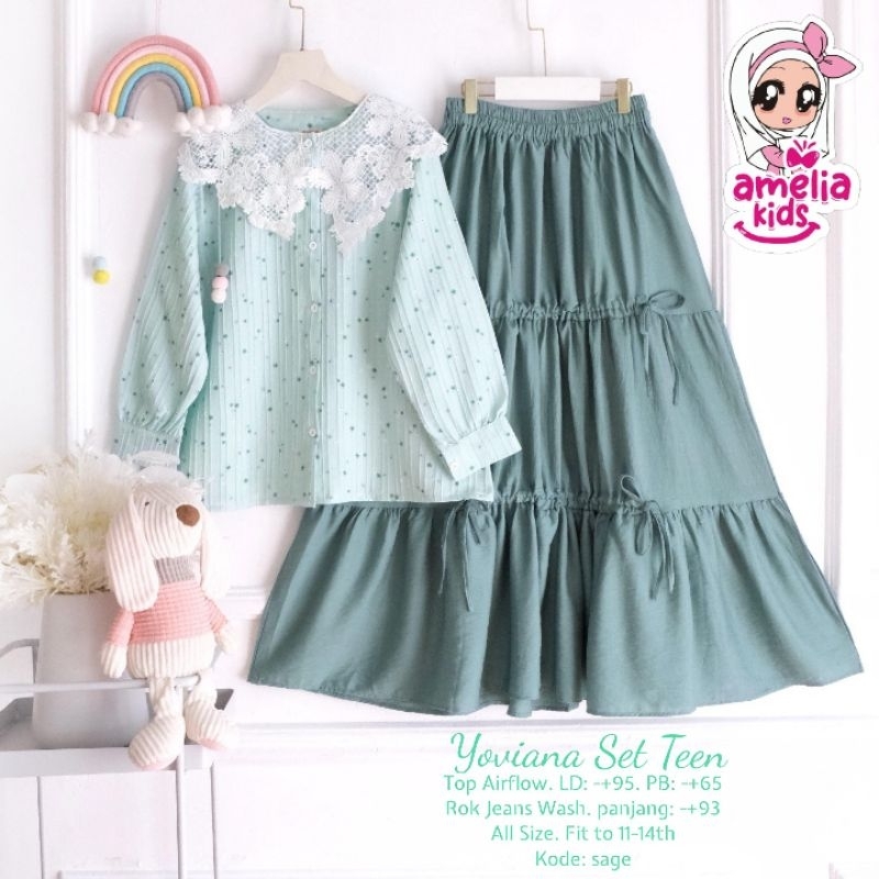 new yoviana set kids / brike/ one set anak atasan rok Amelia kids