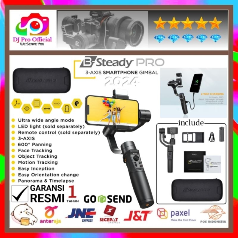 Brica BSteady PRO 3Axis 2024 SteadyPro Stabilizer B Steady Gimbal Smartphone