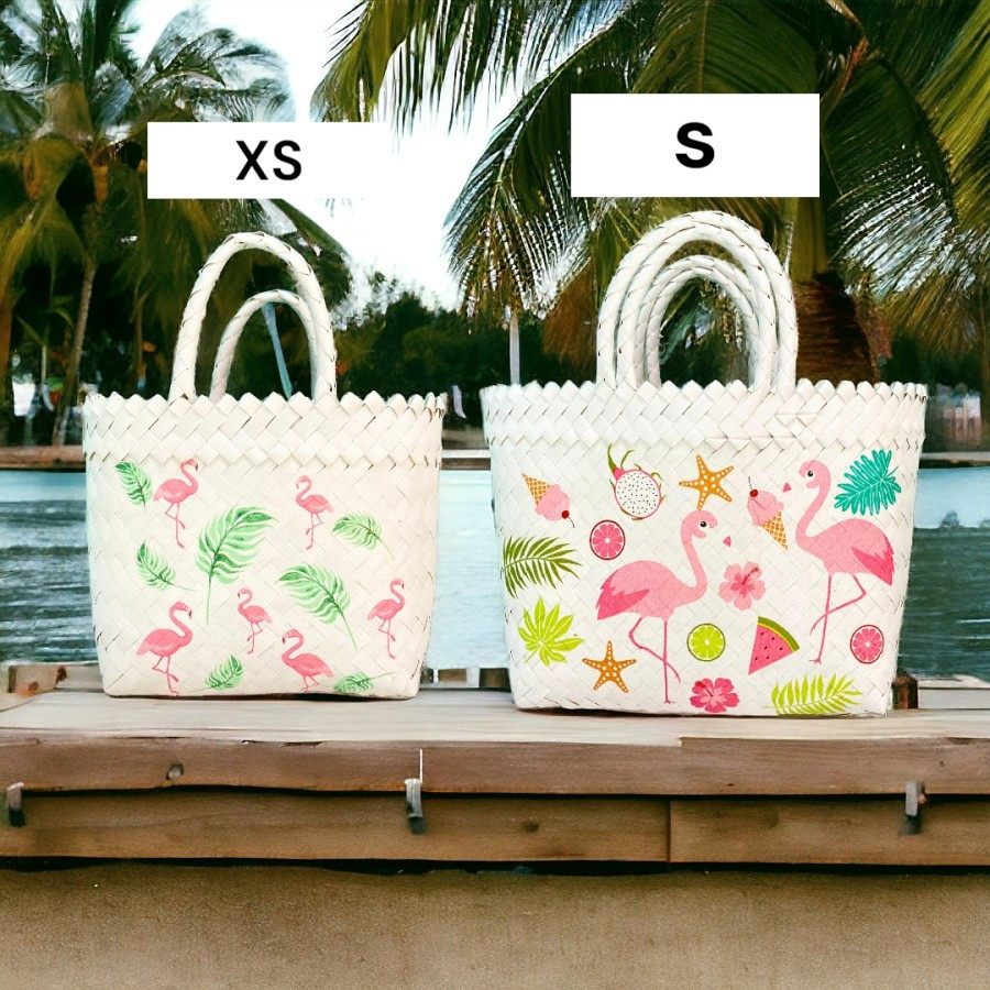 

Tas hamper ulang tahun size M unik anyaman plastik dengan decoupage