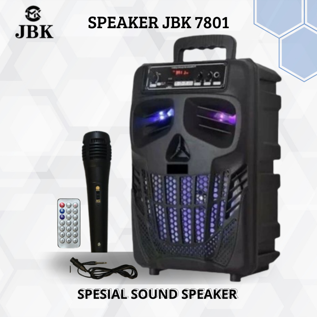 Speaker Bluetooth Karaoke Free Mic 8,5 Inchi JBK 7801 Portable Super Bass Speaker Aktif
