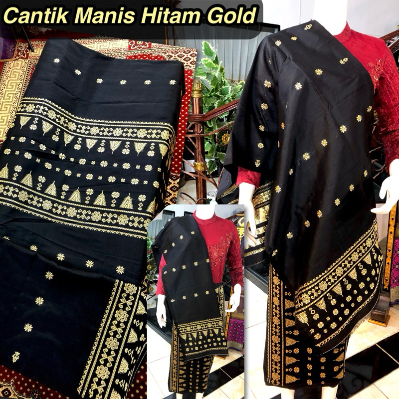Songket Tenun Cantik Manis Polos Hitam  /songket tenun asli palembang /ilham songket palembang