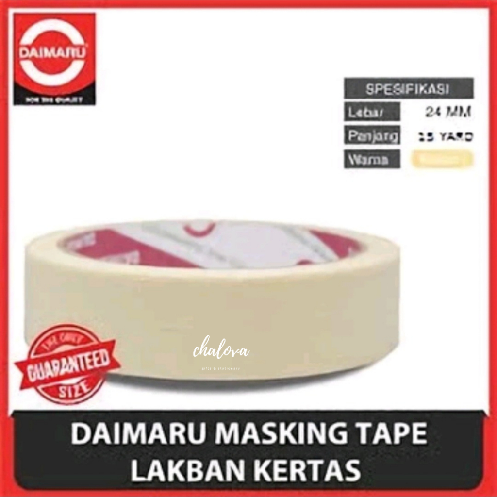 

[DUS] LAKBAN KERTAS DAIMARU 24MM X 15YARD ISI 96 ROLL / MASKING TAPE DAIMARU / ISOLASI KERTAS