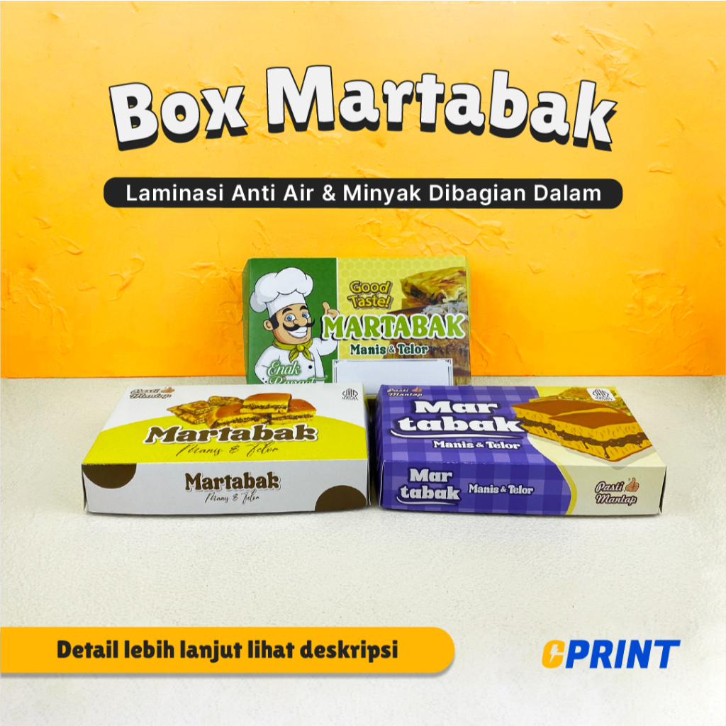 

Dus Box / Packaging Martabak Motif Bahan Duplex Laminasi Food Grade Tahan Minyak