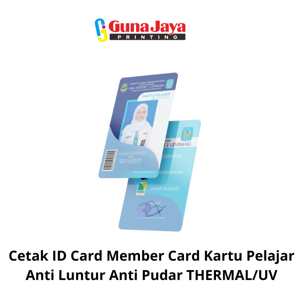 

Cetak ID Card Member Card Kartu Pelajar Anti Luntur Anti Pudar 1 MUKA /2 MUKA THERMAL/UV