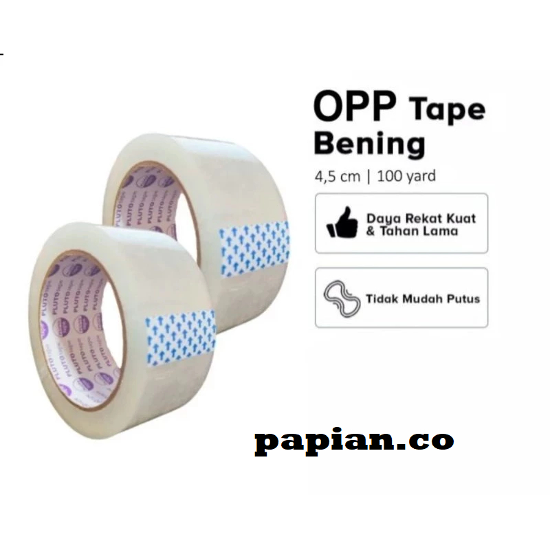 

LAKBAN 2" / 2 inch 45mm x 90 meter opp tape bening daya rekat kuat & tahan lama tidak mudah putus
