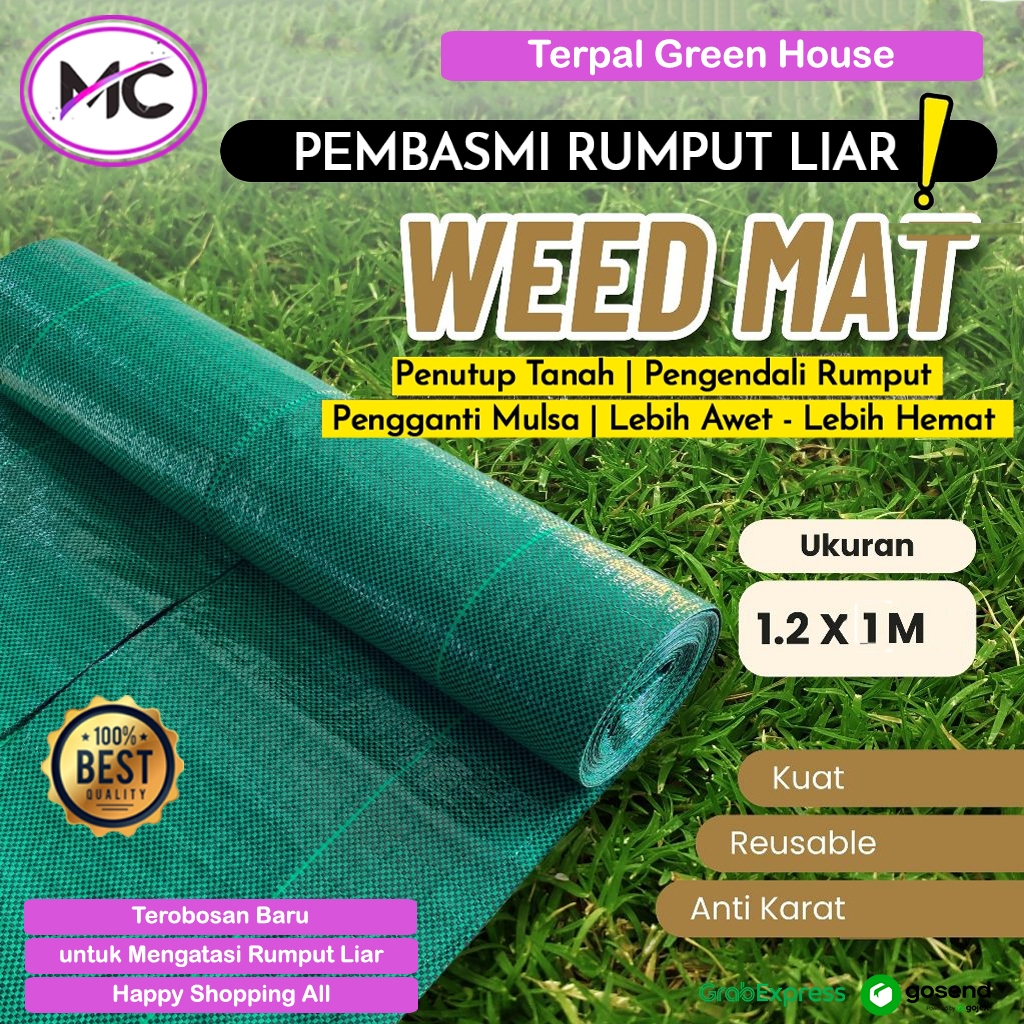 Weedmat Anti Rumput Gulma Easy Grow Terpal Mulsa Alas Penutup Tanah Kebun Tanaman Anti UV Hijau Hita