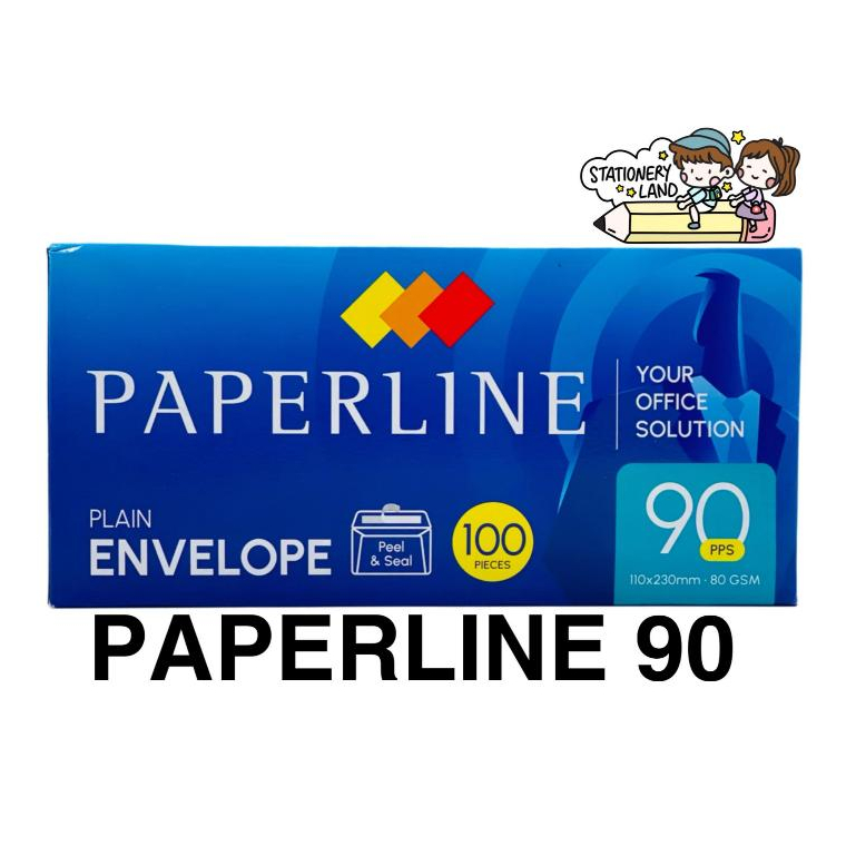 

( StaLand ) AMPLOP PAPERLINE 90 PPS / Amplop Putih Polos 90 PPS Kabinet Cabinet Dengan Lem / Seal Pengaman