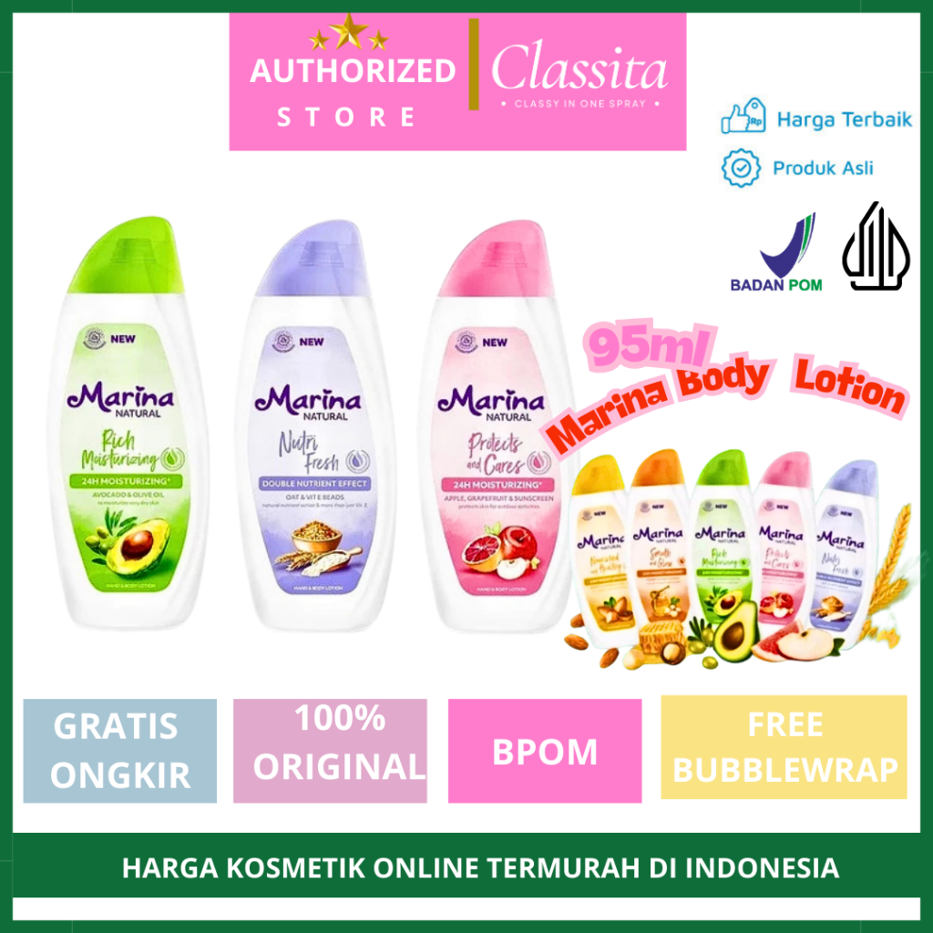𝐂𝐋𝐀𝐒𝐒𝐈𝐓𝐀.𝐈𝐃 -Handbody Marina Kecil Body Lotion Whitening Pencerah Kulit Badan -Marina UV White Body 