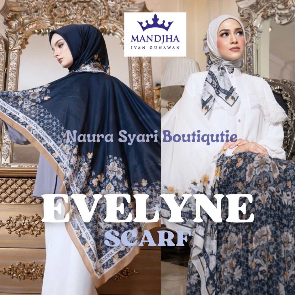 MANDJHA Evelyne Navy Scarf By IVAN GUNAWAN - Jilbab Hijab Segi Empat ORIGINAL MANDJHA