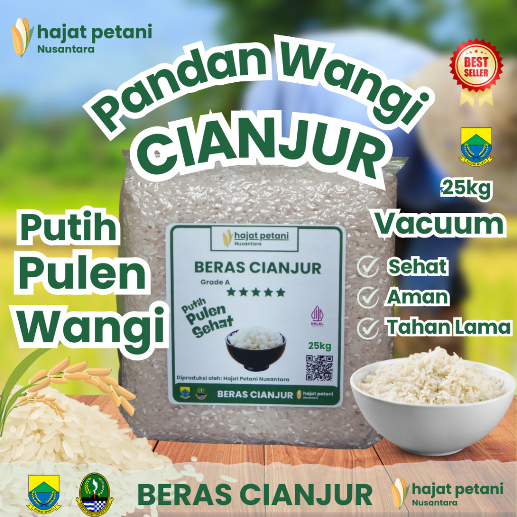 

Beras Premium Pandan Wangi Asli Cianjur Putih, Wangi, Pulen 25kg