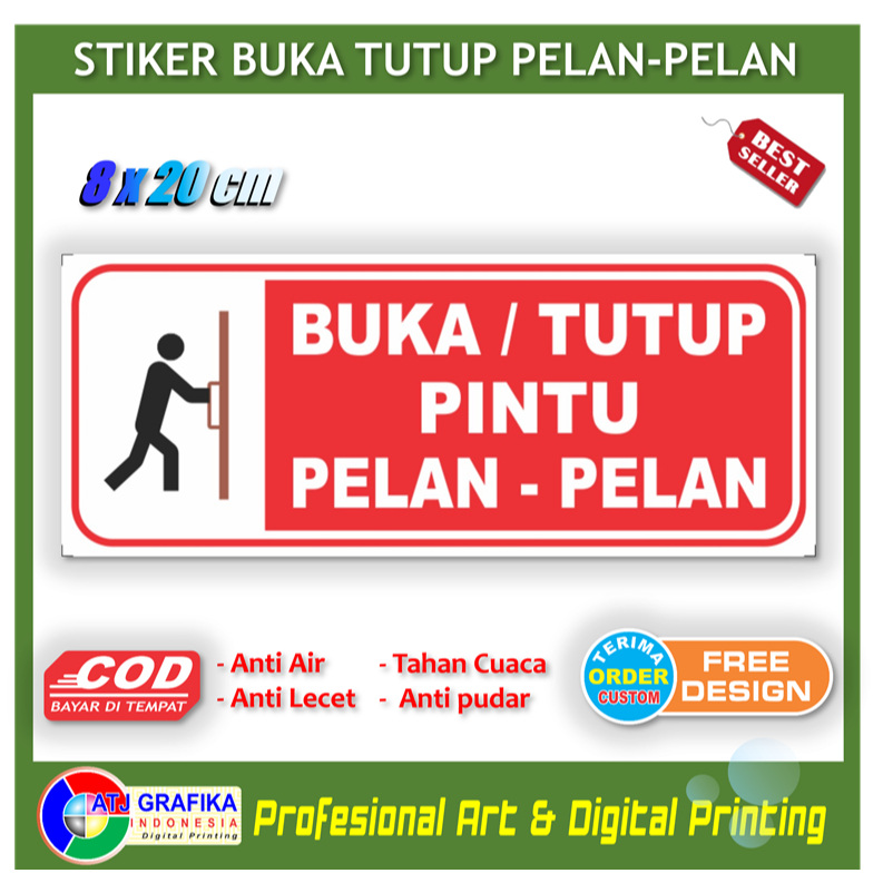 

Label stiker buka tutup pintu pelan pelan sticker peringatan anti pecah rusak pintu kulkas rumah dll
