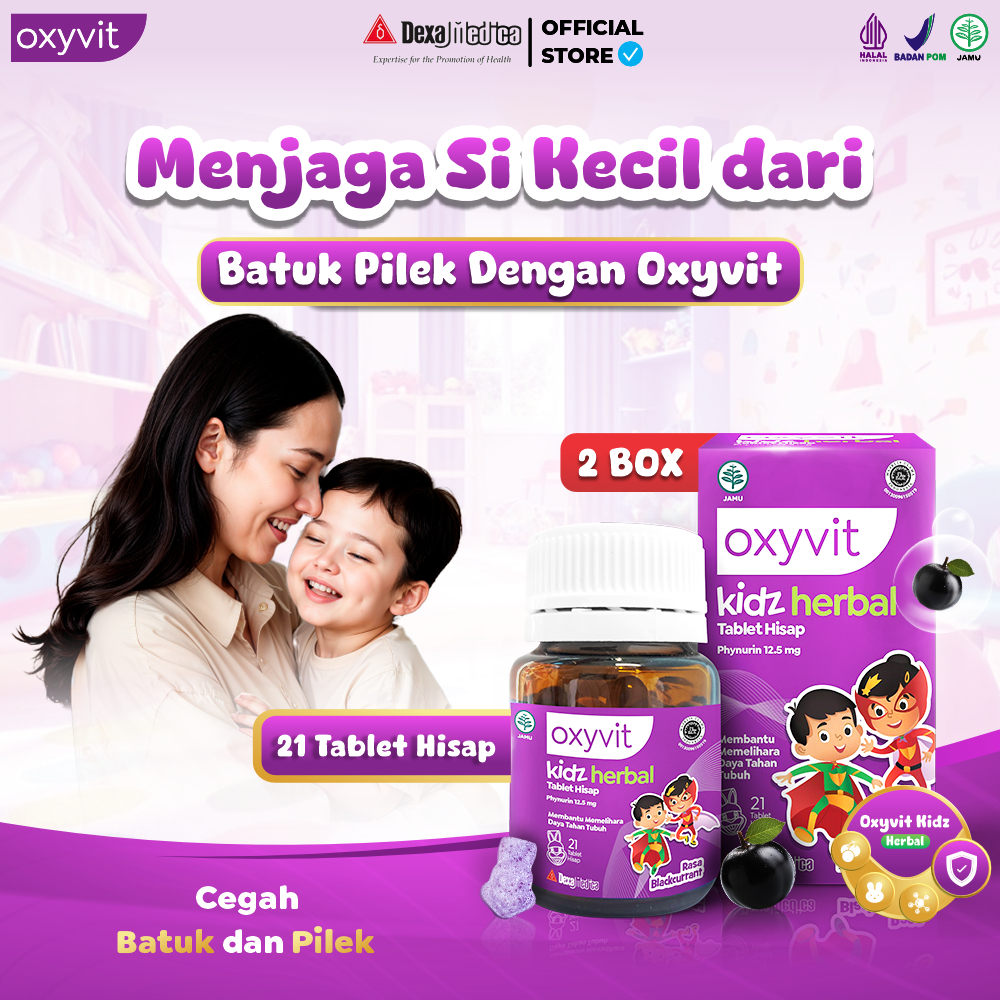 

2 Box Oxyvit Kidz Herbal Hisap - Menjaga Si Kecil dari Batuk Pilek - Rasa Blackcurrant