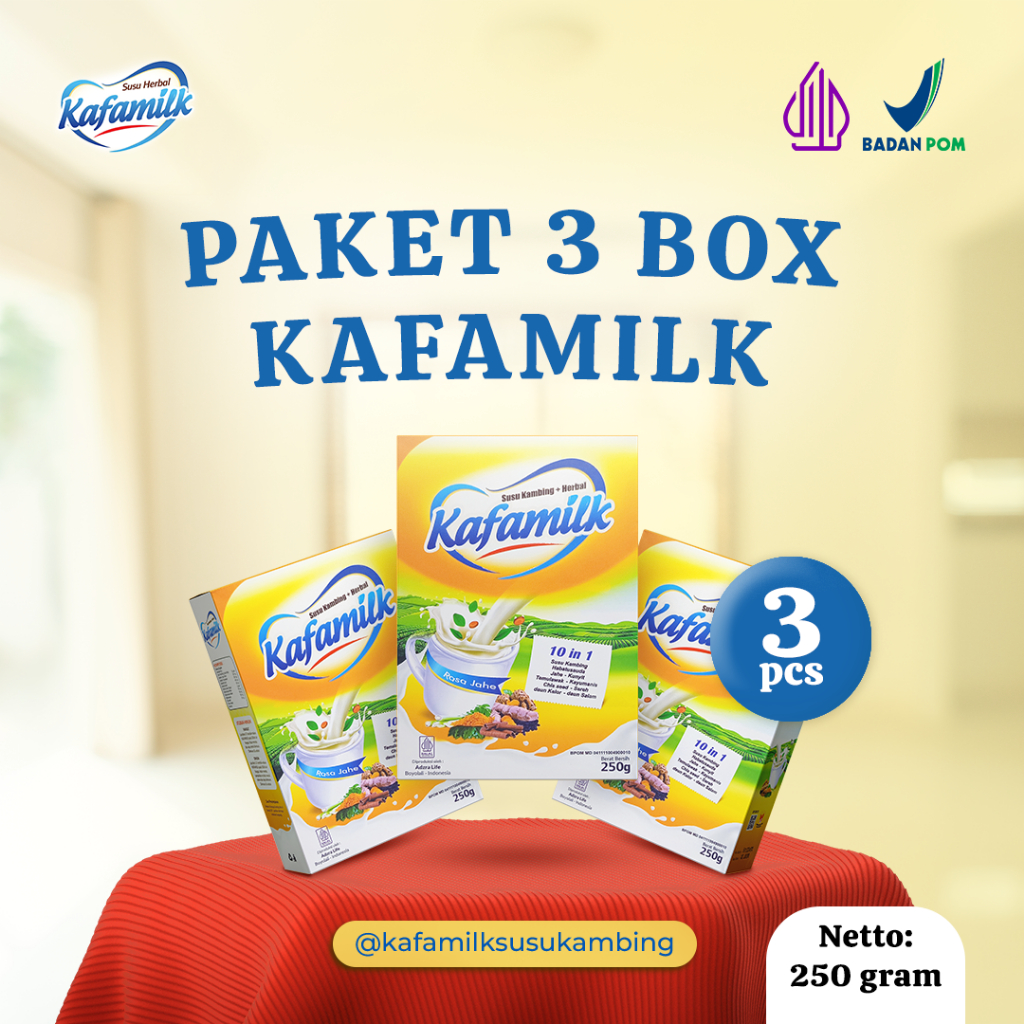 

Paket 3 Box 250 g-KAFAMILK - Susu Kambing Herbal 10 in 1 atasi badan pegal linu, nyeri otot dan sendi