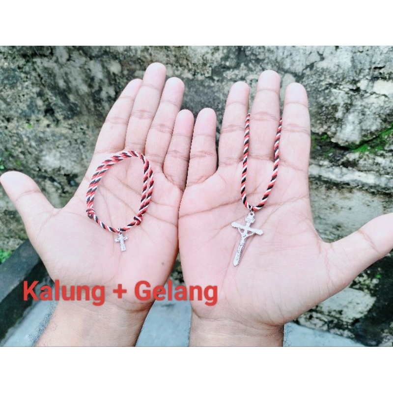 KG2 PAKET KALUNG + GELANG SALIB TALI KATOLIK 2