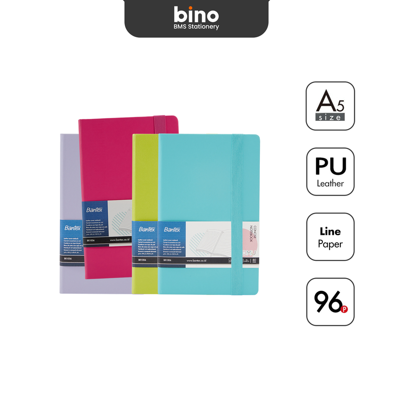 

[BMS Tangerang] Bantex Buku Catatan Bergaris A5 / Notebook Bahan Kulit PU Warna Pastel BR1006