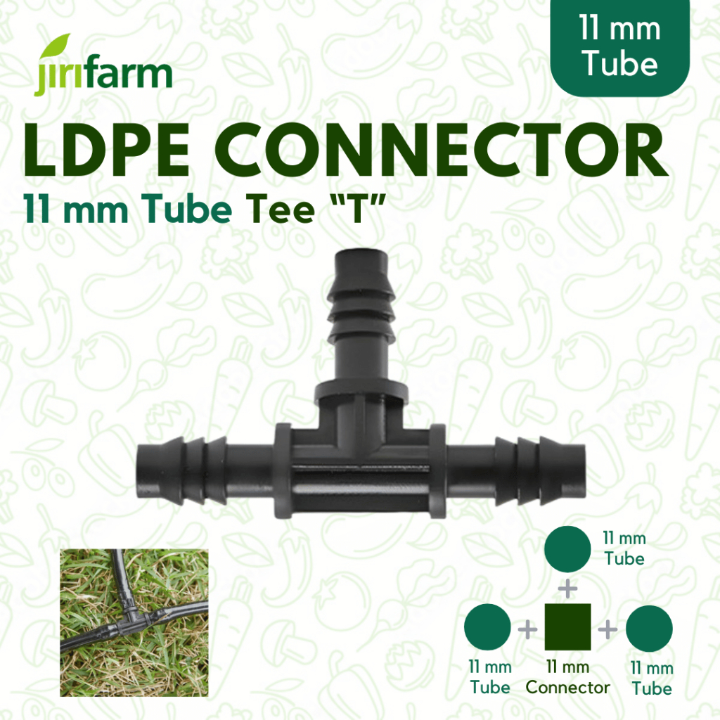 JIRIFARM - Barb Connector 11 mm - Tee | Konektor Selang PE Irigasi Hidroponik - Tee T 11mm