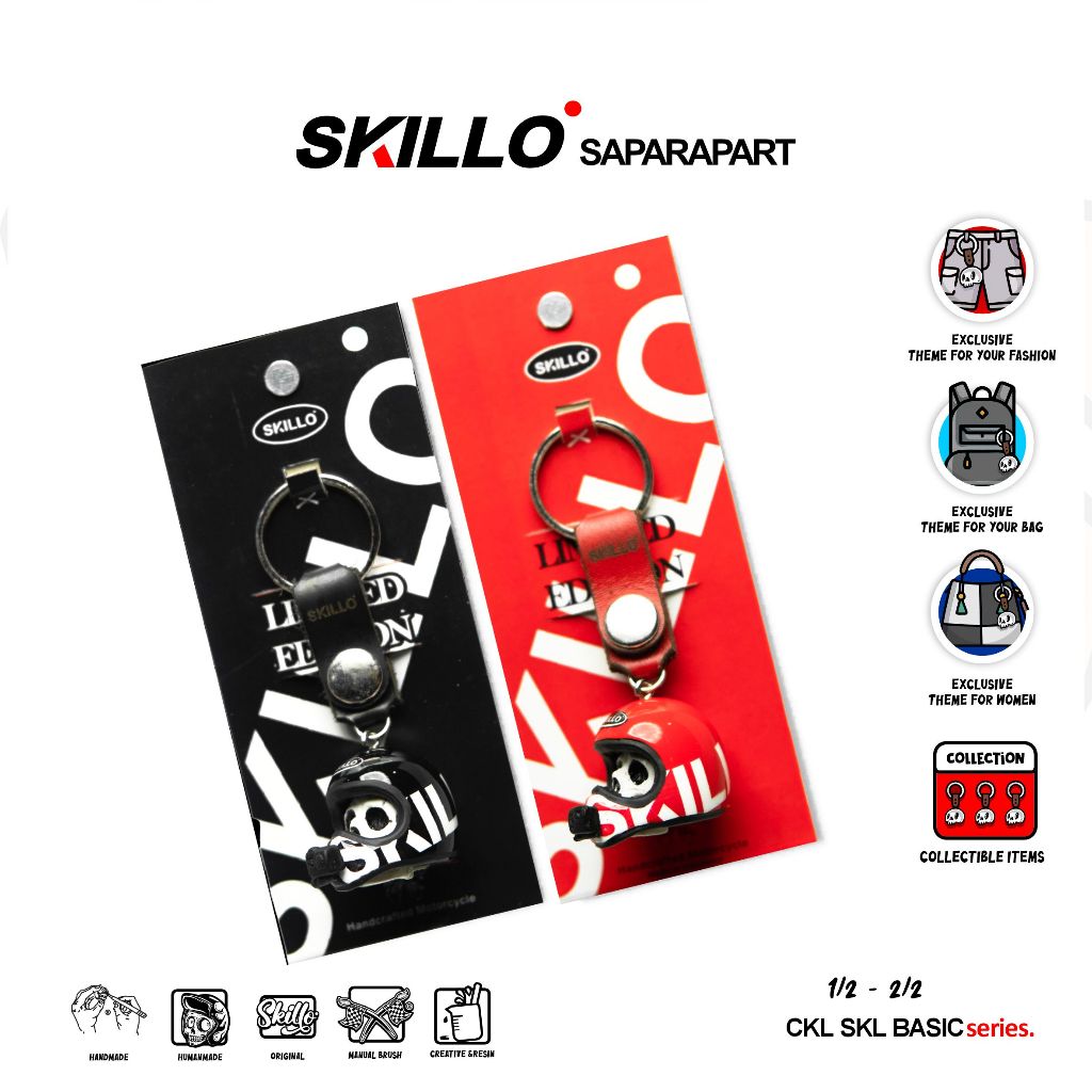 SKILLO - CKL SKL BASIC Series - Gantungan Kunci Miniatur Helm Keychain Handmade Helmet