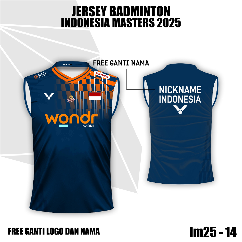 Jersey badminton Indonesia master terbaru 2025 kaos bulu tangkis baju olahraga VTR Free Custom Nama