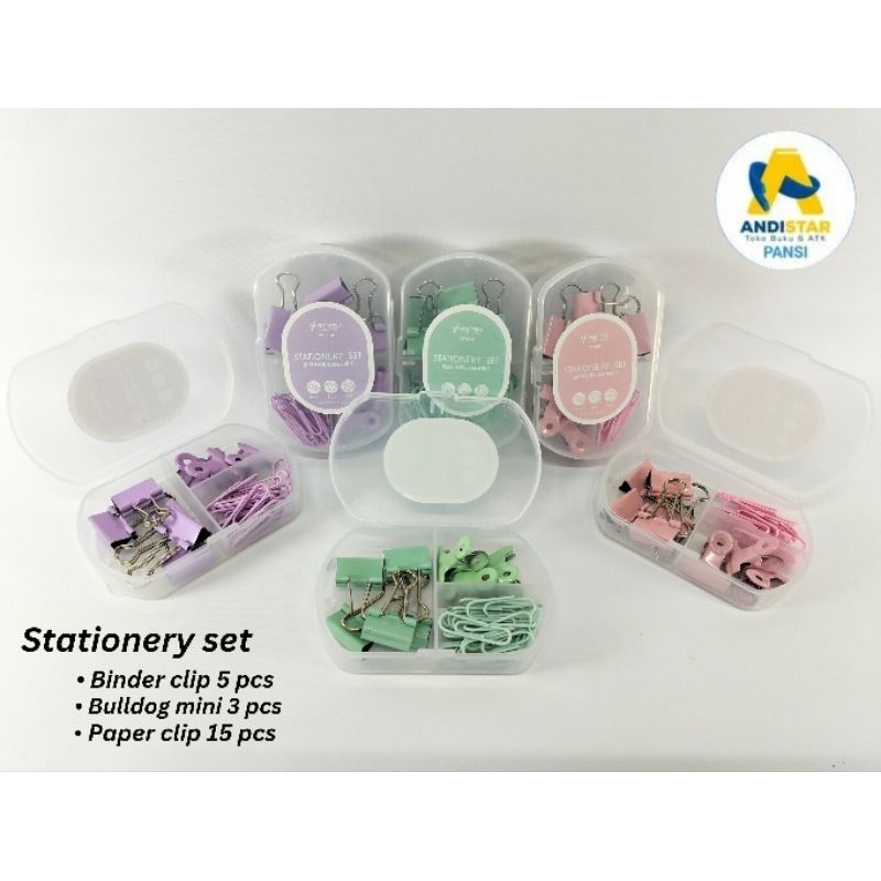

Binder Clip Paper Clip Penjepit Kertas Set / Stationery Set TY-6618