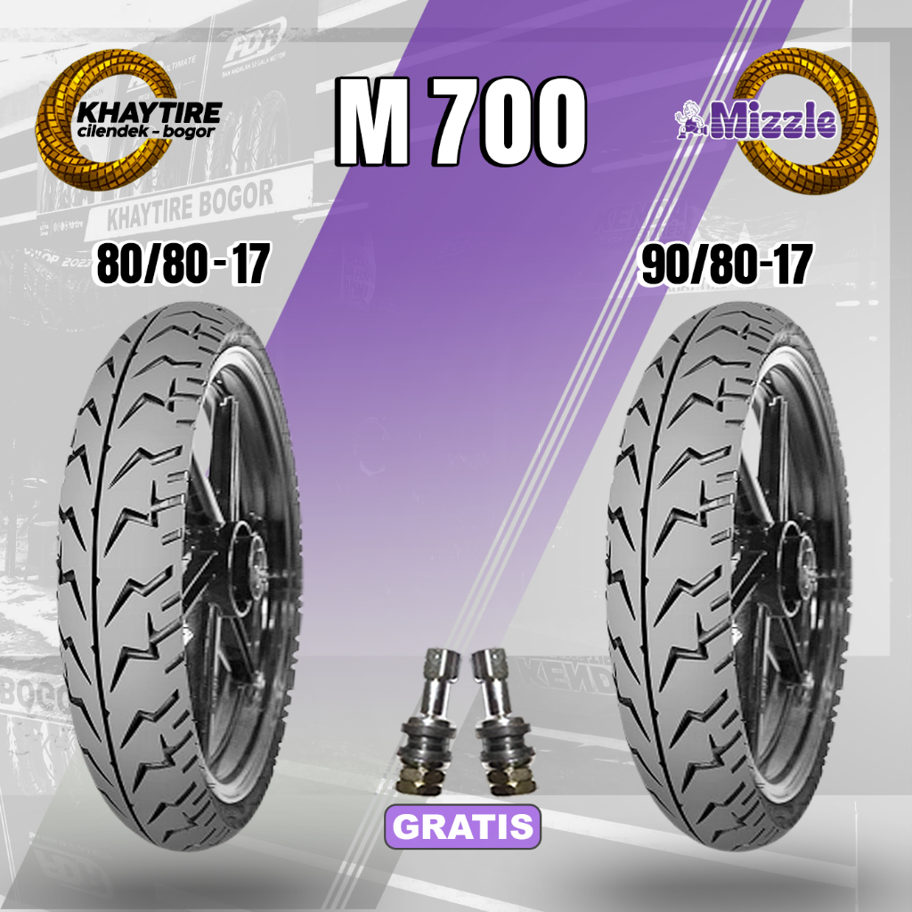 Sepasang Ban Motor MIZZLE M700 80/80 & 90/80 Ring 17 Tubeless