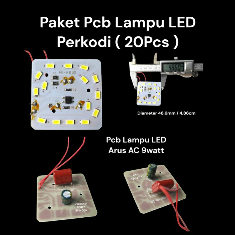 Pcb Lampu LED 9watt Perkodi isi (20Pcs)