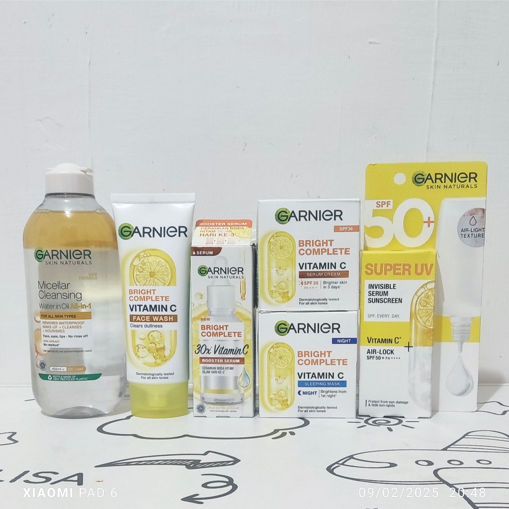 Paket Lengkap Garnier bright complete vit c / scrub 6 item