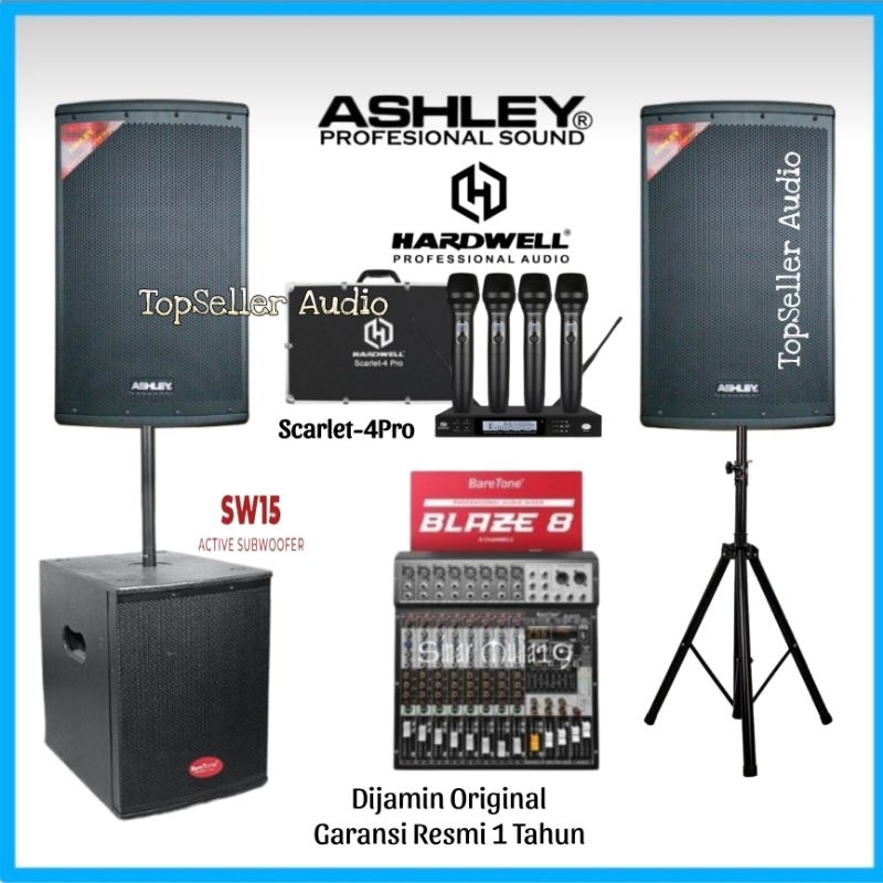 Paket Sound System Ashley Outdoor HERO15A Plus Subwoofer BareTone SW15 15 Inch Mixer BareTone Blaze-