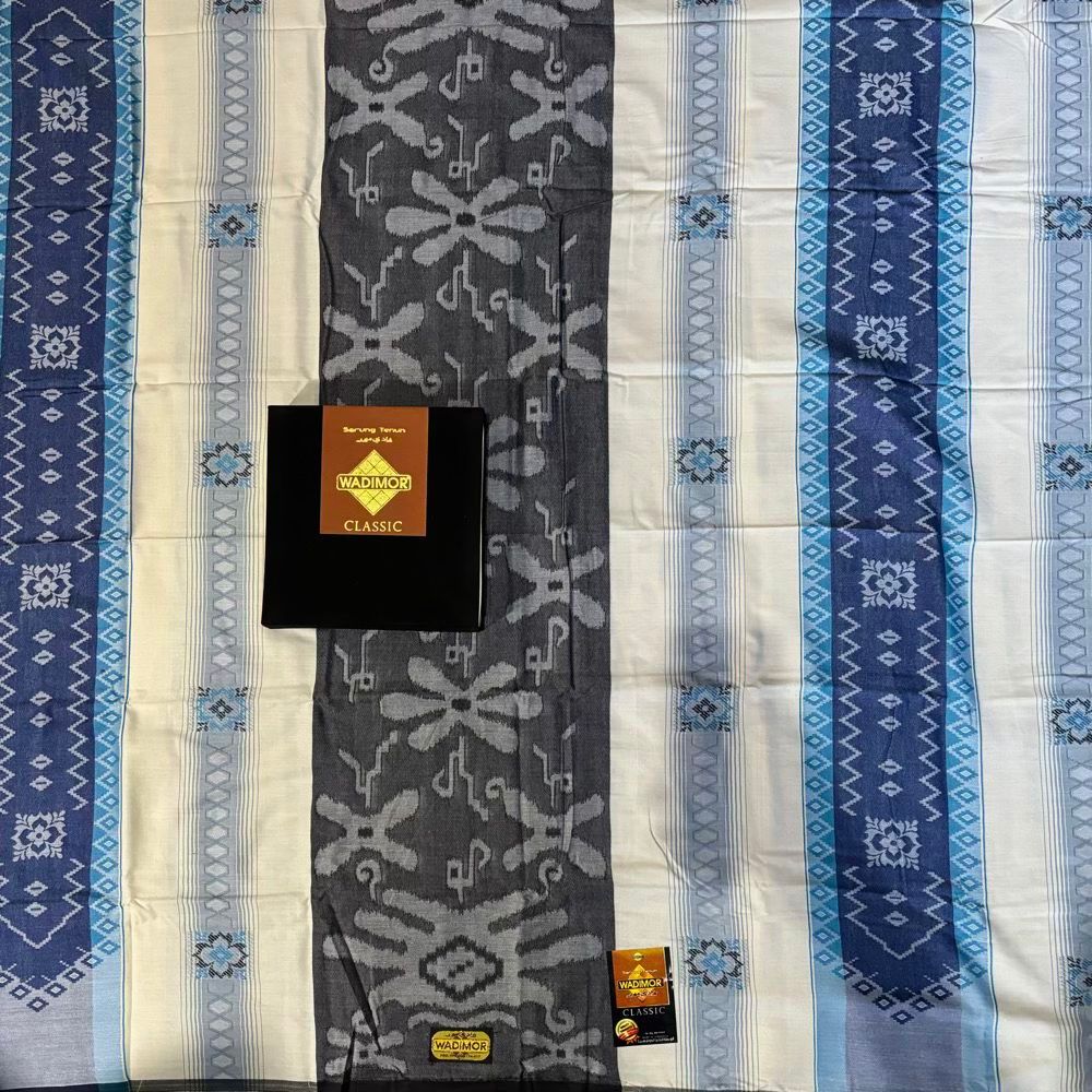WADIMOR JACQUARD CLASSIC SONGKET TIMBUL Dewasa Sarung Tenun Songket Jacquard Classic Hitam&Putih