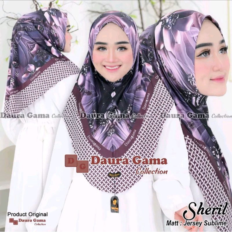 TERBARU OFI HIJAB ORI DAURA GAMA SHERIL JERSEY SUBLIM MOTIF Jilbab Bergo Malay Sporty Kerudung Murah