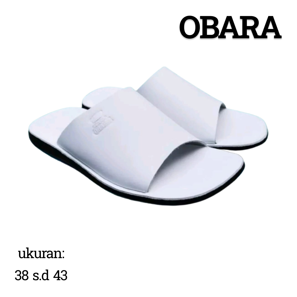 OBARA - Sandal Kulit Pria Model Slop | Sendal Putih Kulit | Kulit Asli
