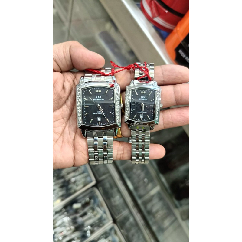 Jam Tangan Mirage Original Analog Segi Petak Wanita Permata Kasual Mewah 7442 M Anti Karat